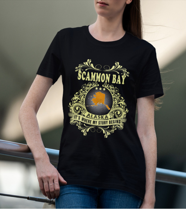 Scammon Bay Alaska It's Where My Story Begins Ornate Map T-Shirt