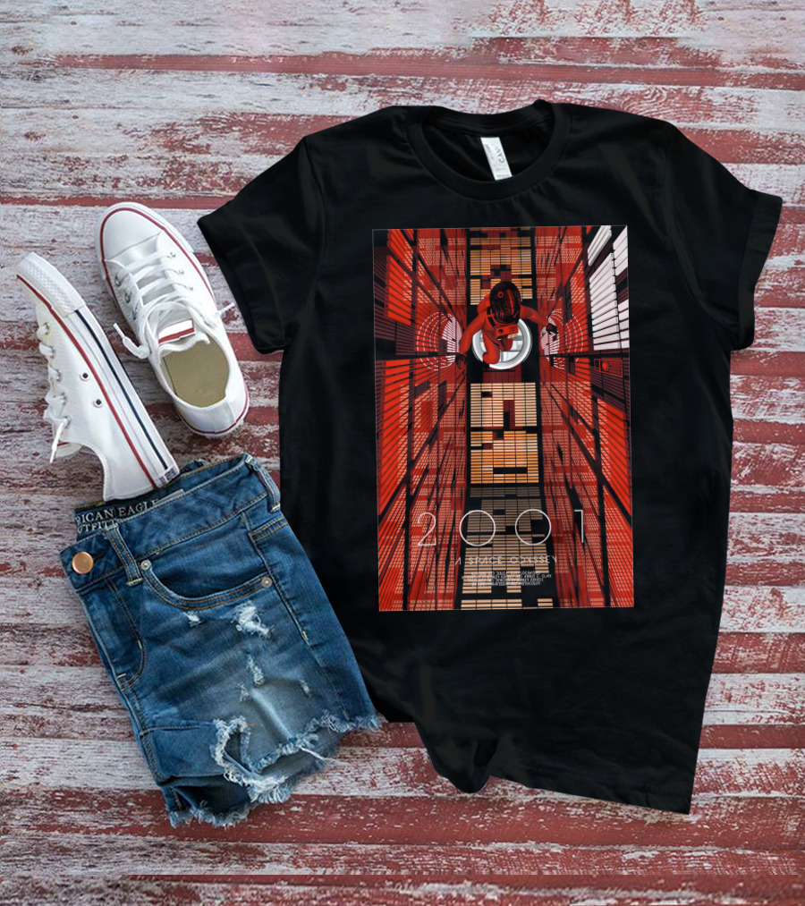 Futuristic Space Exploration In Red Hallway - 2001: A Space Odyssey T-Shirt