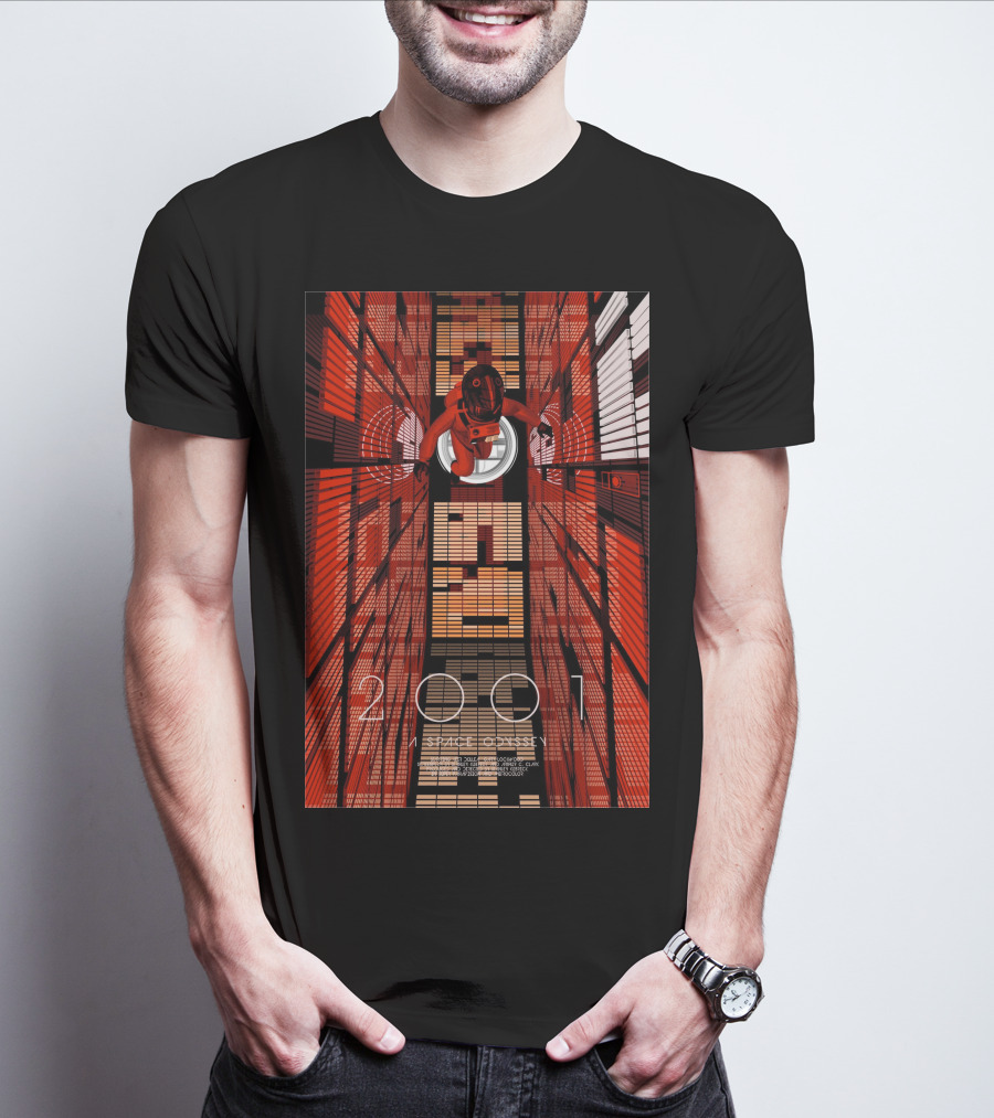 Futuristic Space Exploration In Red Hallway - 2001: A Space Odyssey T-Shirt
