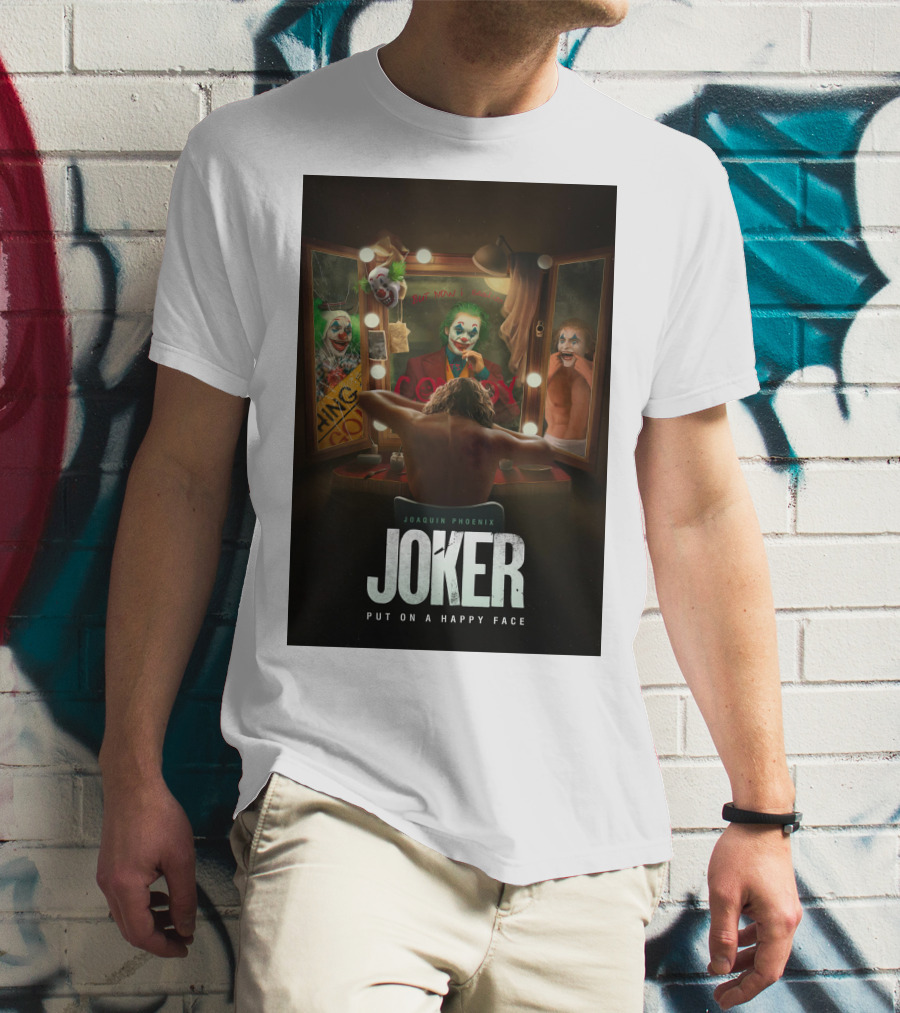 Joaquin Phoenix Joker Put On A Happy Face Mirror Reflection T-Shirt