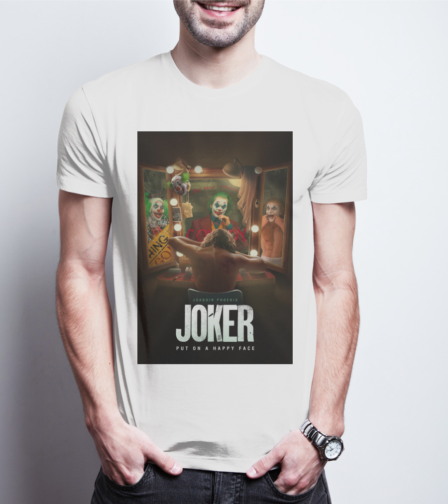 Joaquin Phoenix Joker Put On A Happy Face Mirror Reflection T-Shirt