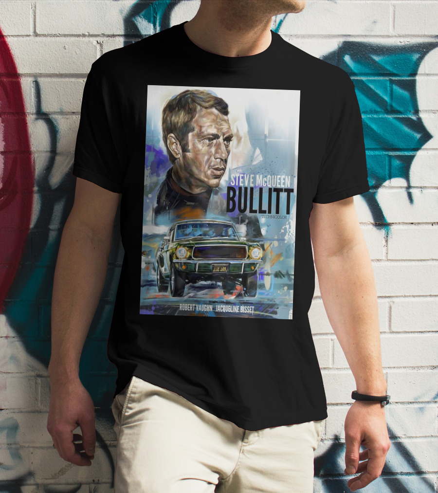 STEVE MCQUEEN BULLITT ROBERT VAUGHN JACQUELINE BISSET TECHNICOLOR MOVIE T-Shirt