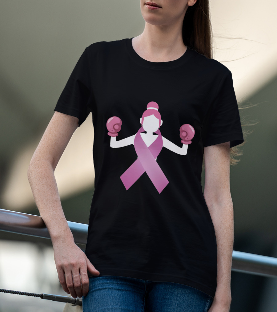 Breast Cancer Awareness Pink Ribbon Boxing Gloves Empowerment T-Shirt