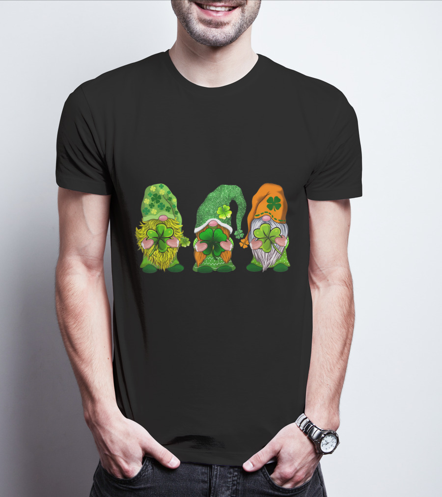 Happy St Patrick's Day Gnomes With Shamrock Hats And Beards T-Shirt