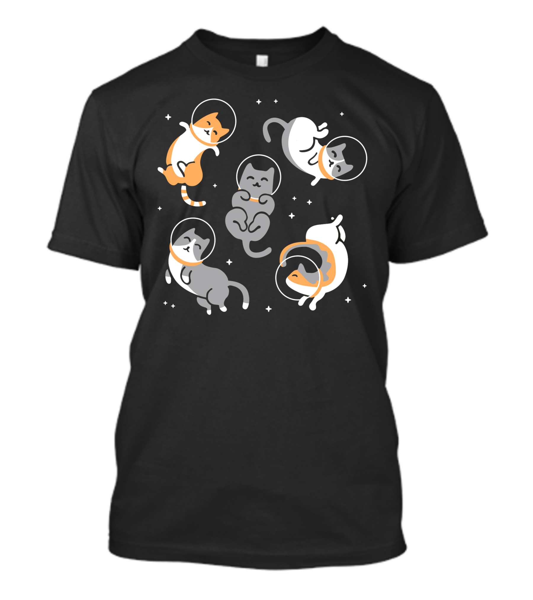 CATS IN SPACE Floating Cartoon Kittens In Astronaut Helmets Amid Stars T-Shirt