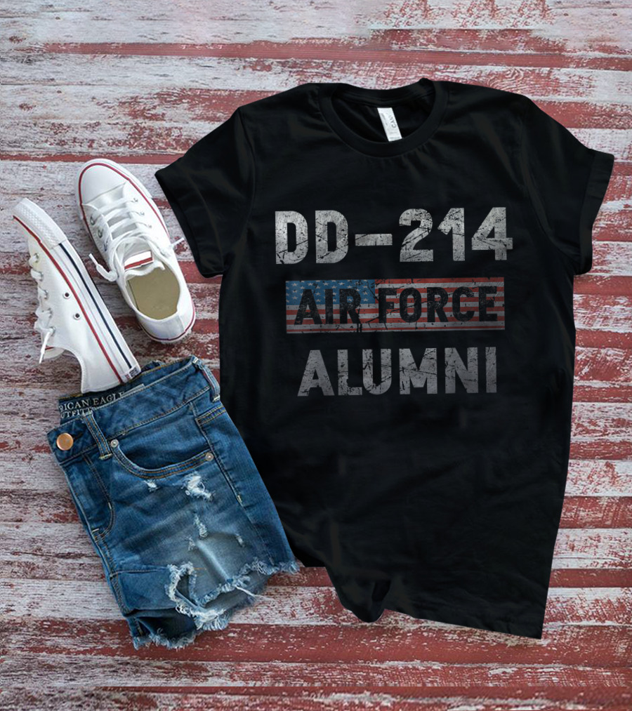 DD 214 Air Force Alumni Veteran American Flag T-Shirt