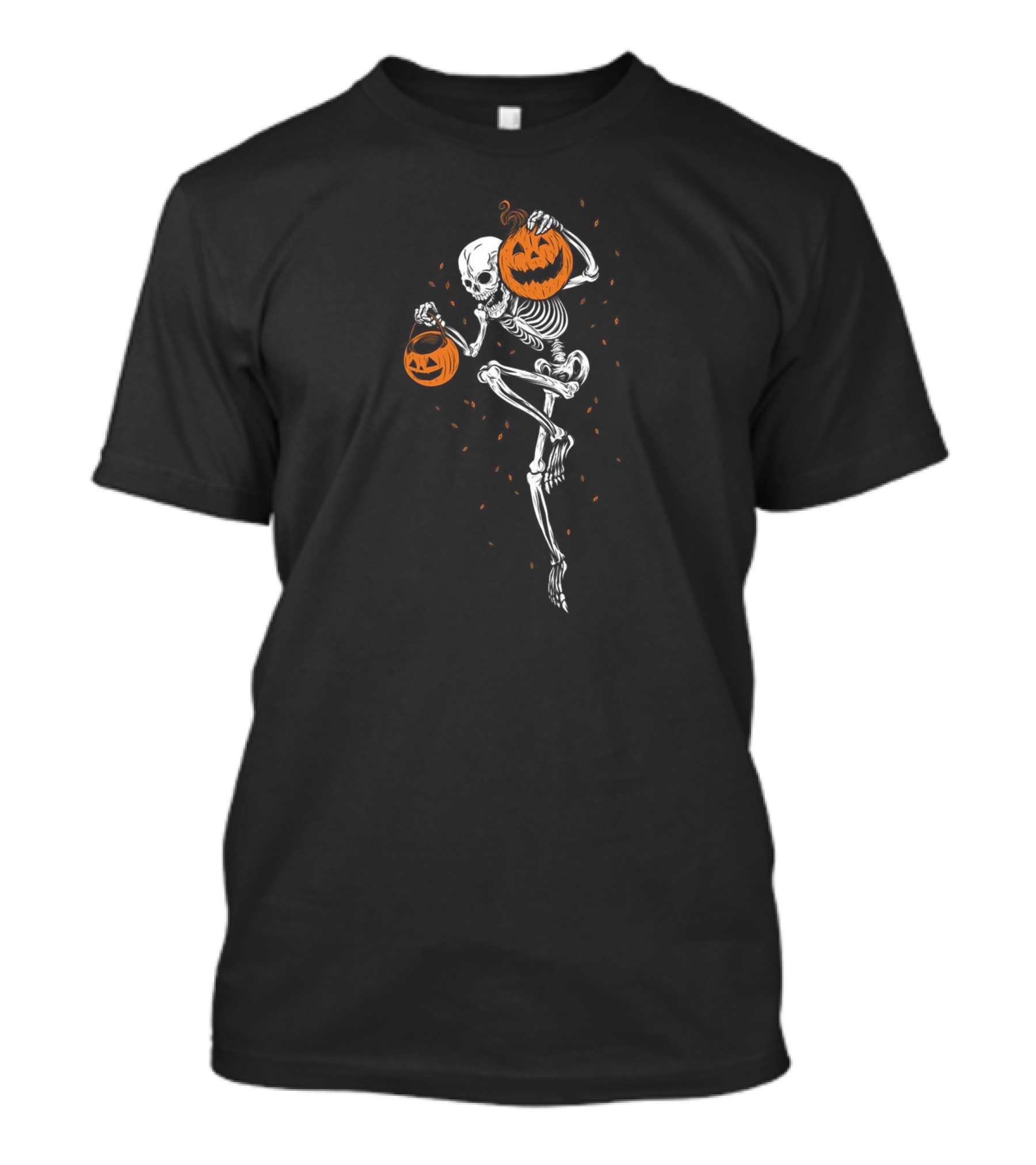 Skeleton Dancing With Pumpkins Halloween Fun T-Shirt