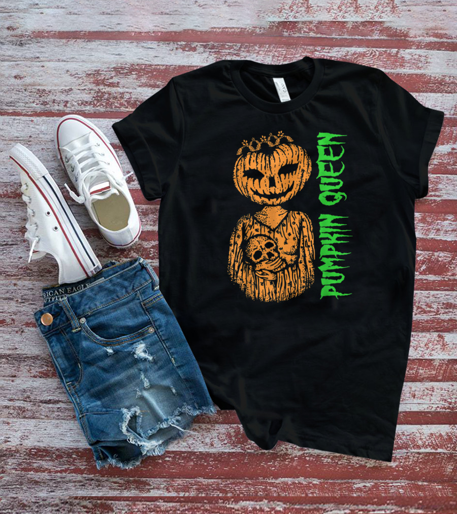 Pumpkin Queen Halloween Skull T-Shirt