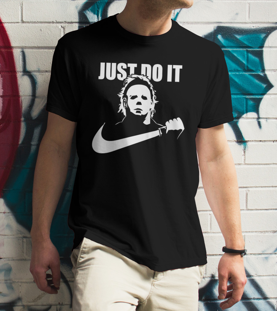 Just Do It Michael Myers Parody Swoosh T-Shirt