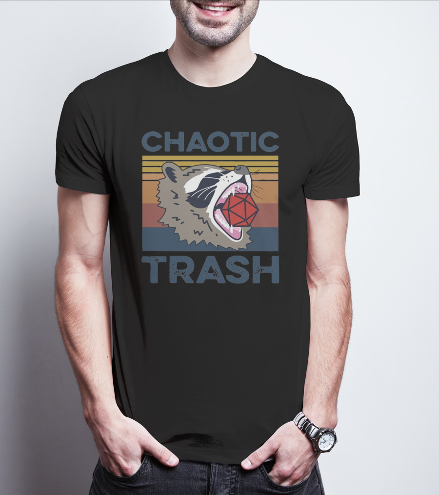 Chaotic Raccoon Retro Trash Dice T-Shirt