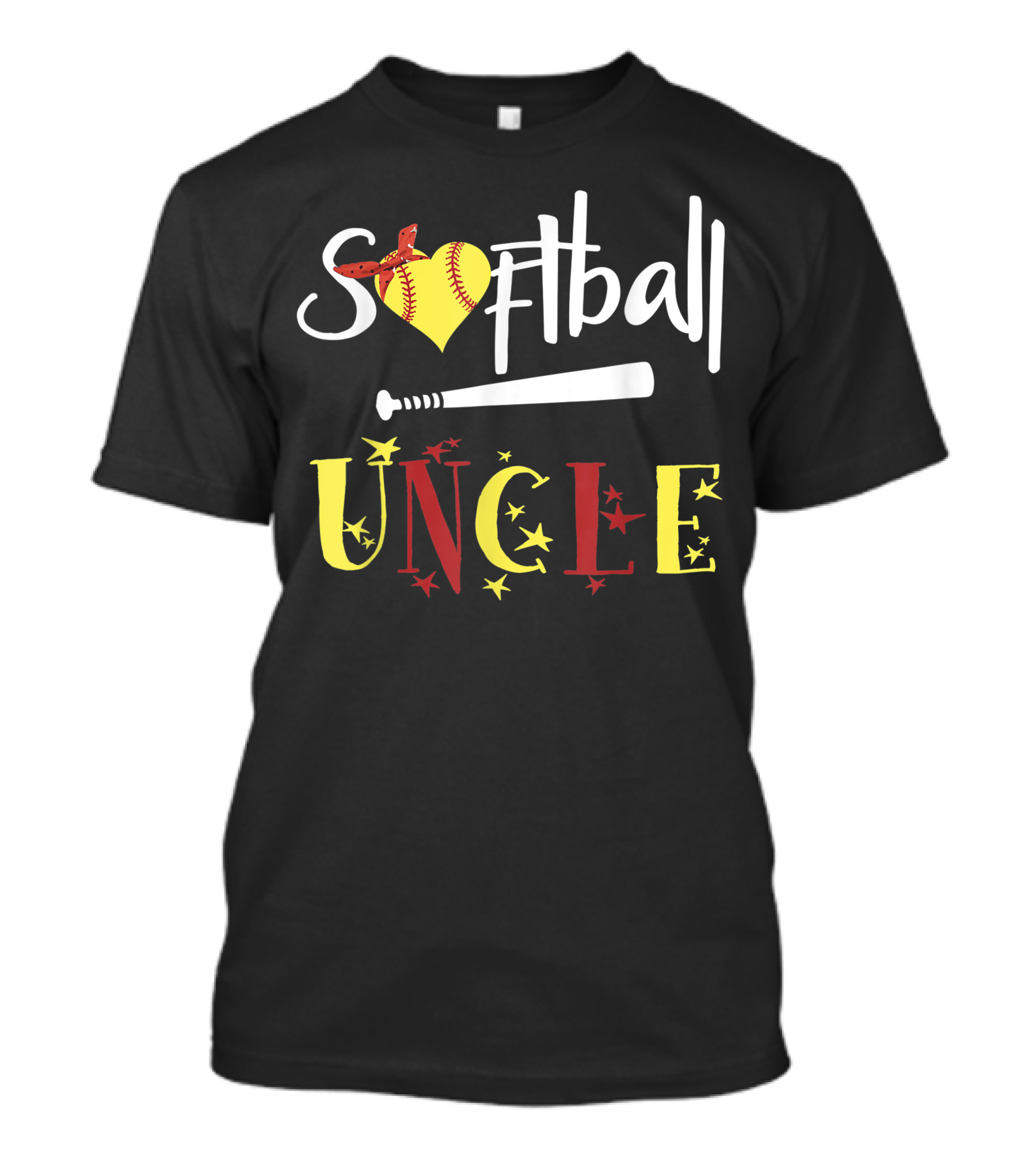 Softball Uncle Heart Bat Bandana Stars T-Shirt