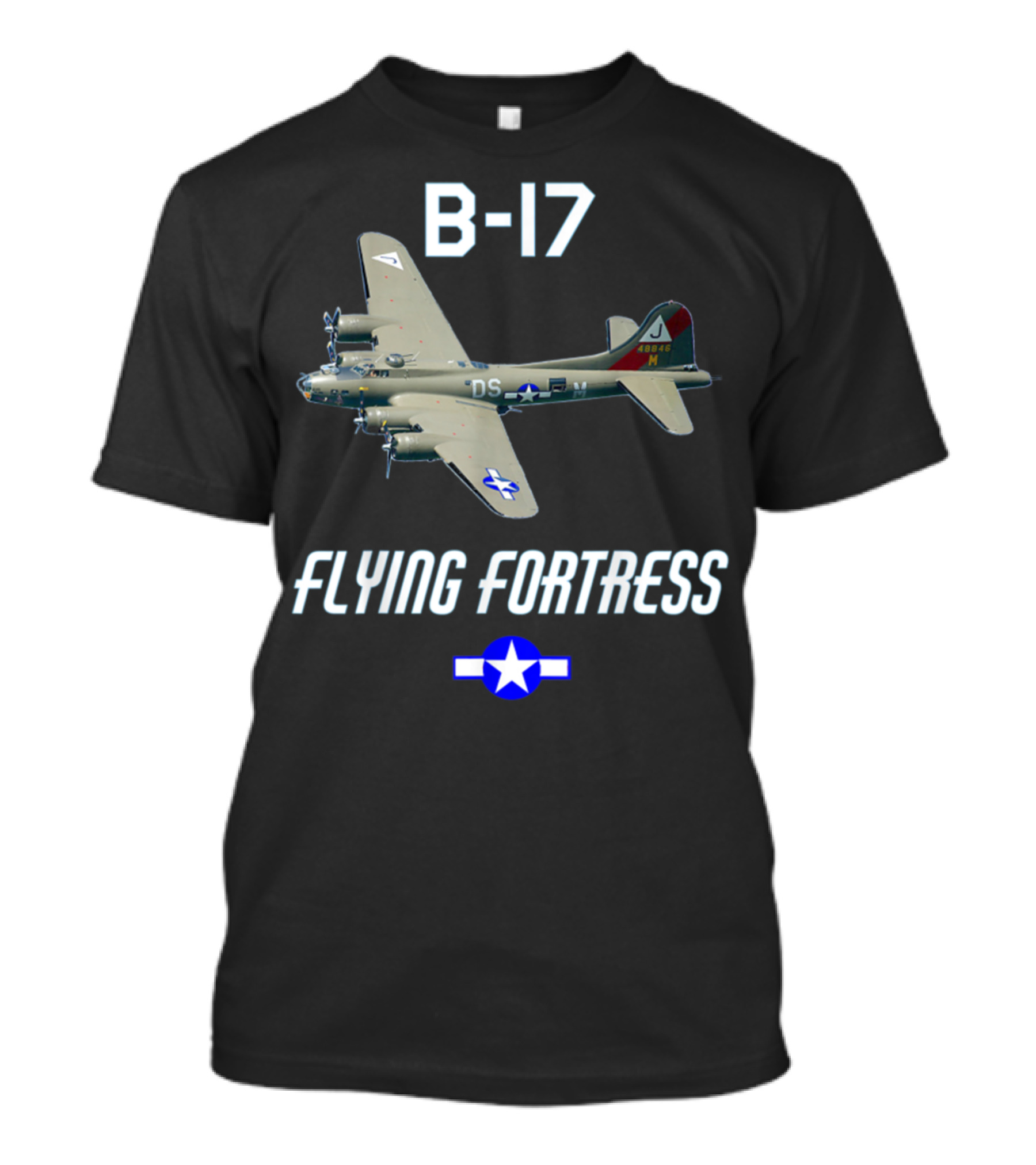 B17 Flying Fortress With Military Airplane And Star Insignia T-Shirt