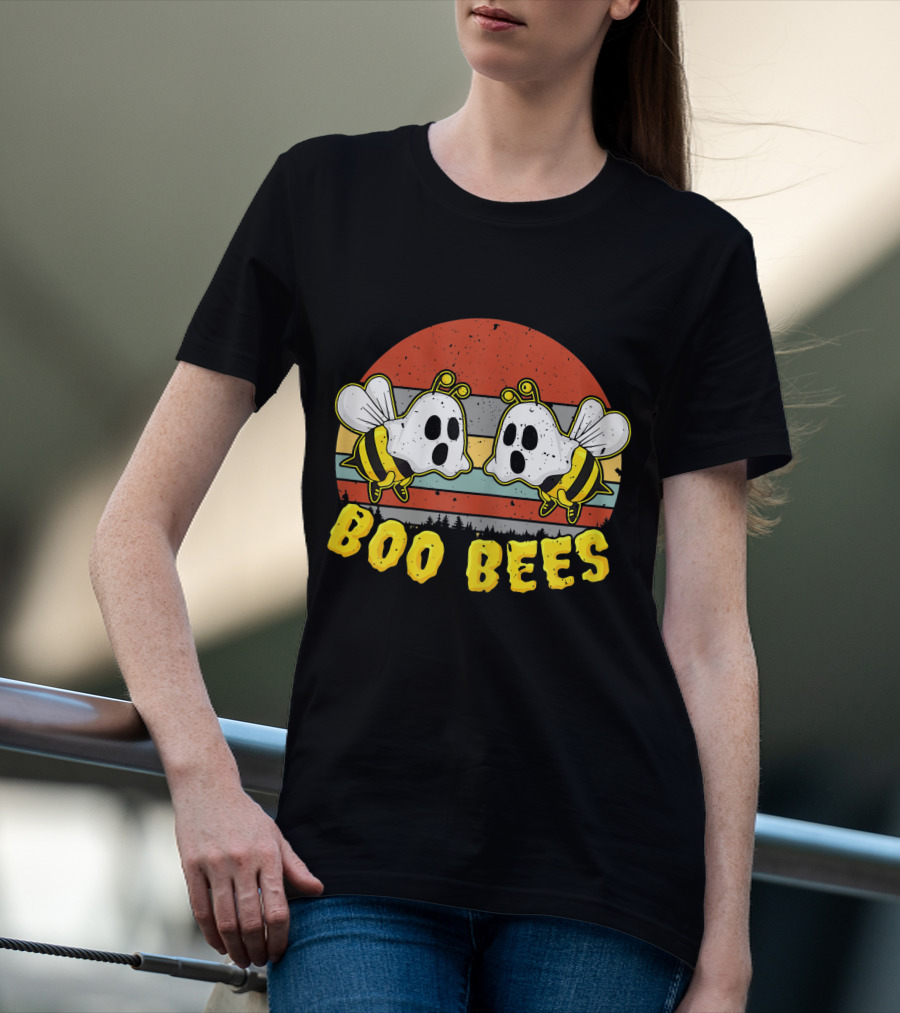 Boo Bees Retro Ghostly Bees Halloween Humor T-Shirt