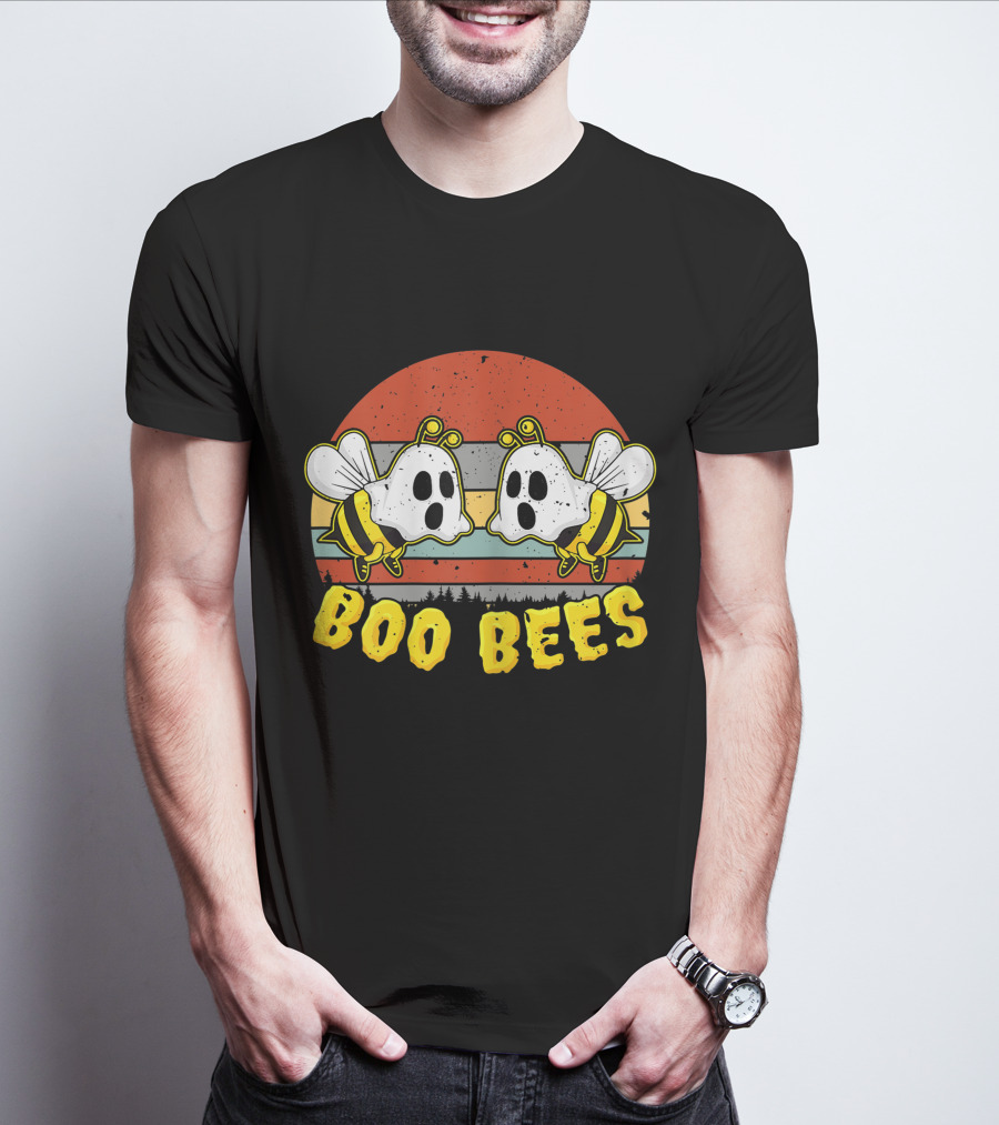 Boo Bees Retro Ghostly Bees Halloween Humor T-Shirt