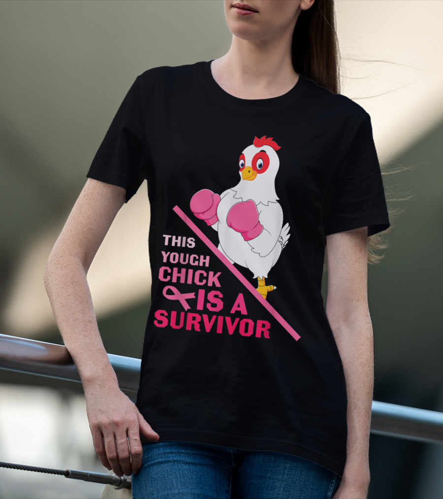 This Tough Chick Is A Survivor Breast Cancer Pink T-Shirt