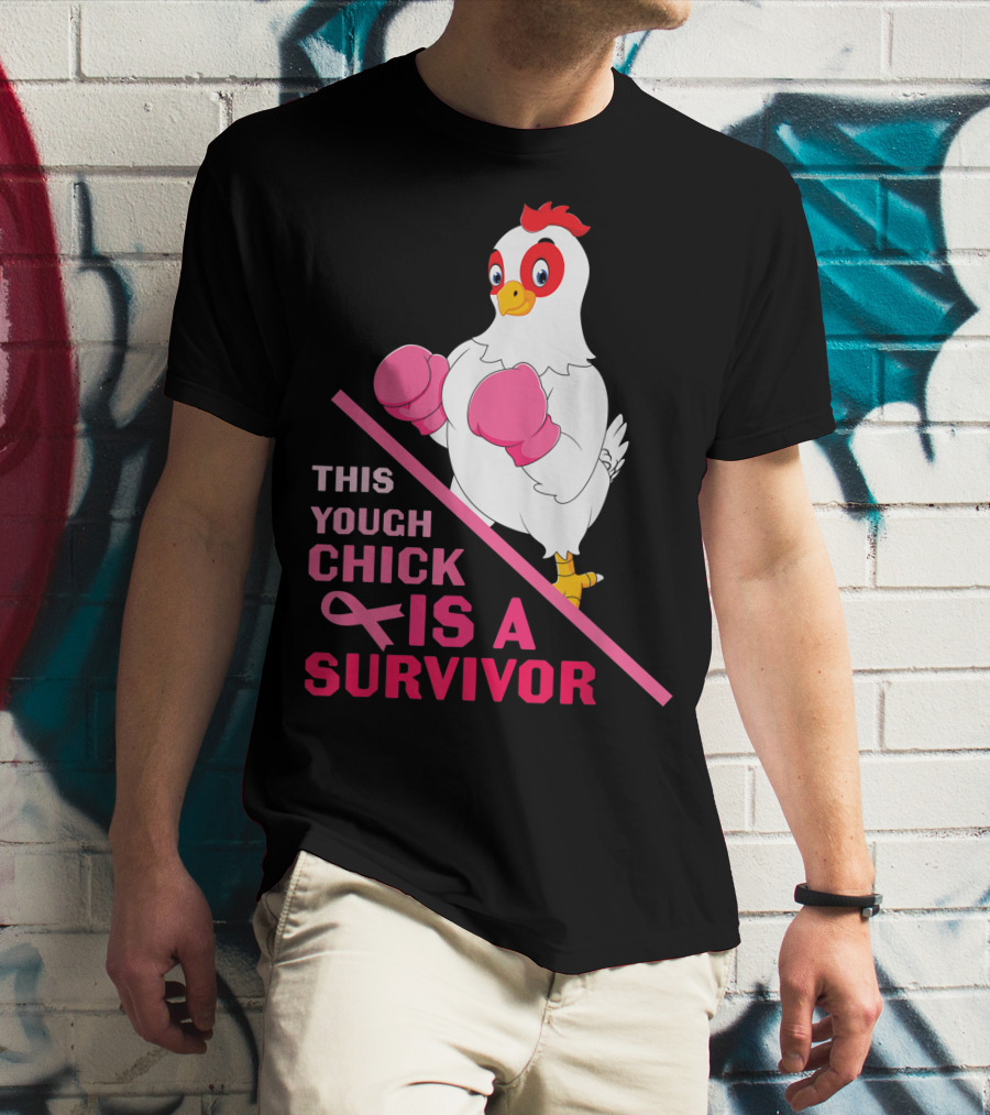 This Tough Chick Is A Survivor Breast Cancer Pink T-Shirt