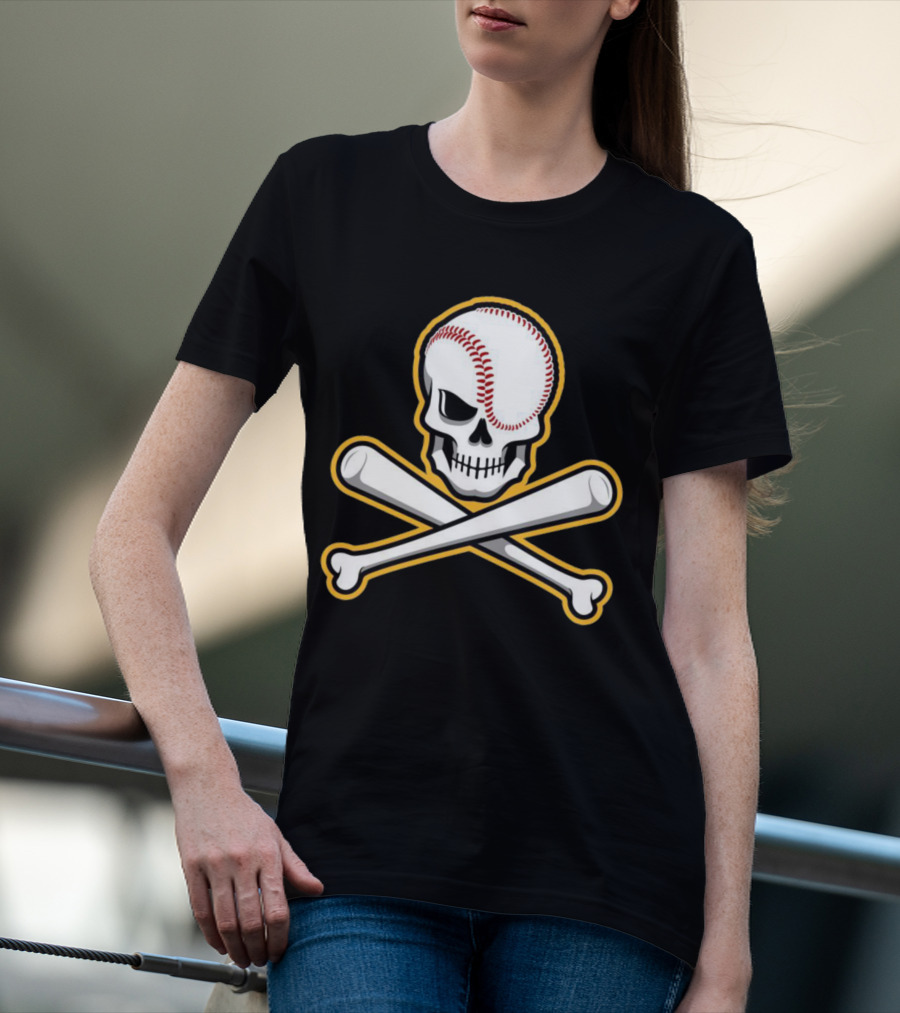 Skull Baseball Bat Crossbones Sports T-Shirt