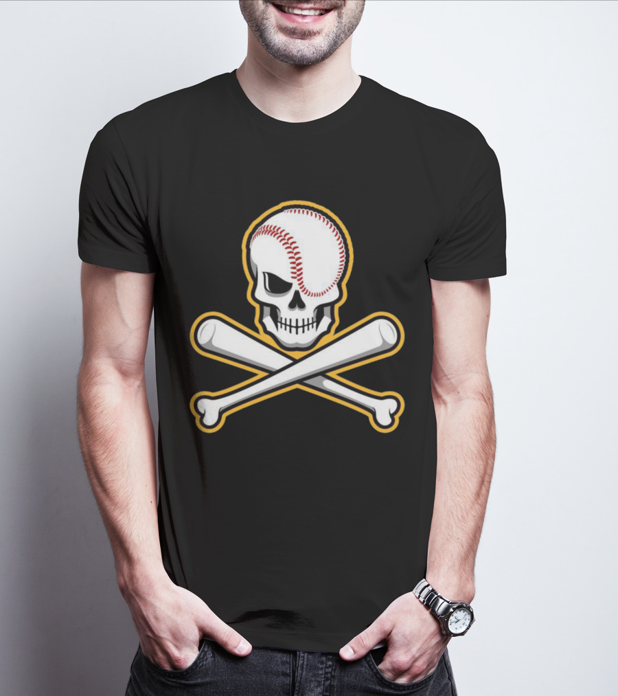 Skull Baseball Bat Crossbones Sports T-Shirt