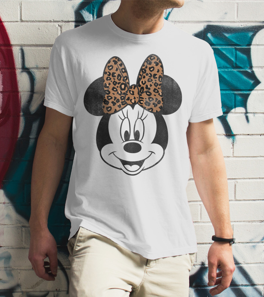 Minnie Mouse Leopard Print Bow Disney Mickey And Friends T-Shirt