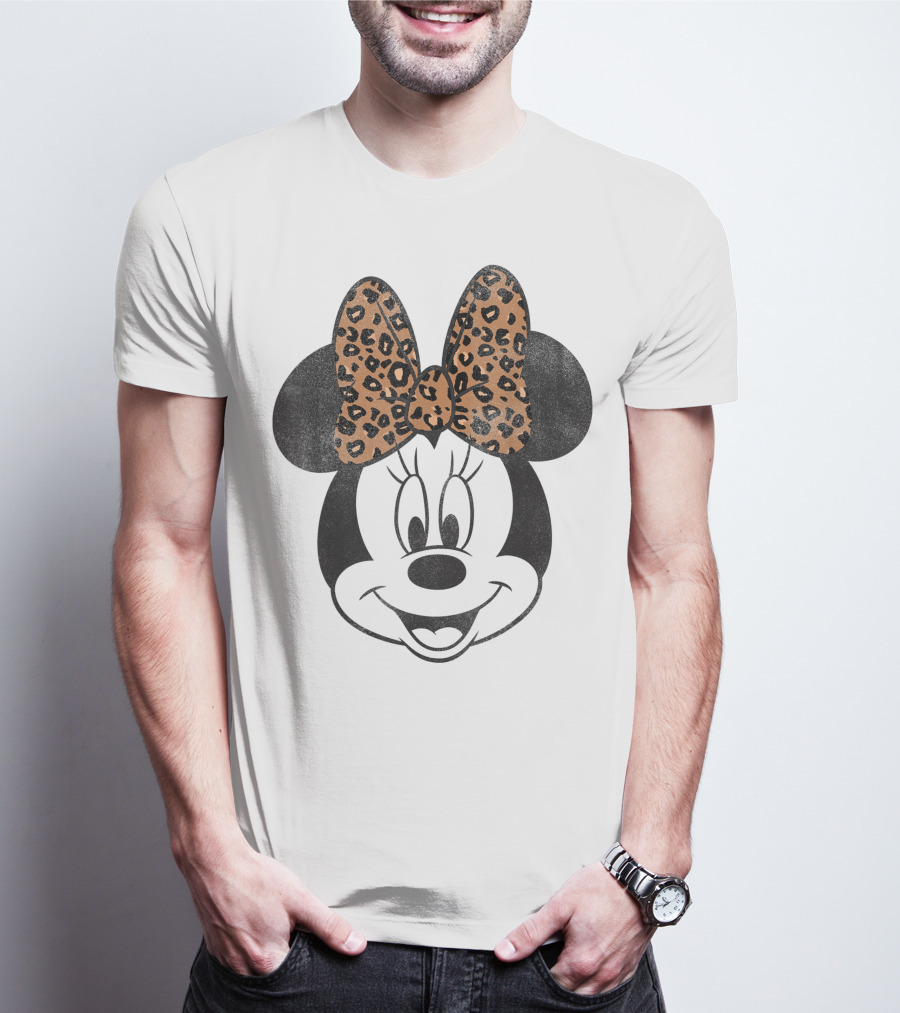 Minnie Mouse Leopard Print Bow Disney Mickey And Friends T-Shirt