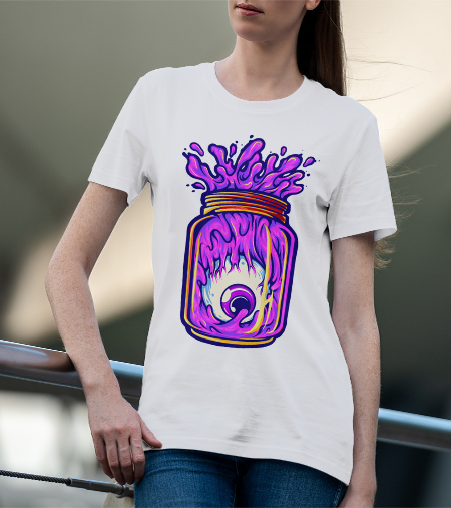 Zombie Eyeball Jar Overflowing With Purple Liquid T-Shirt