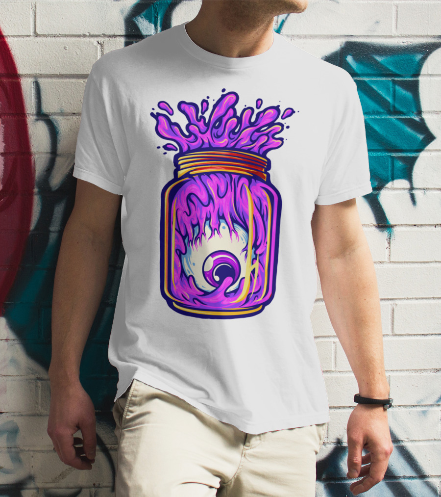Zombie Eyeball Jar Overflowing With Purple Liquid T-Shirt