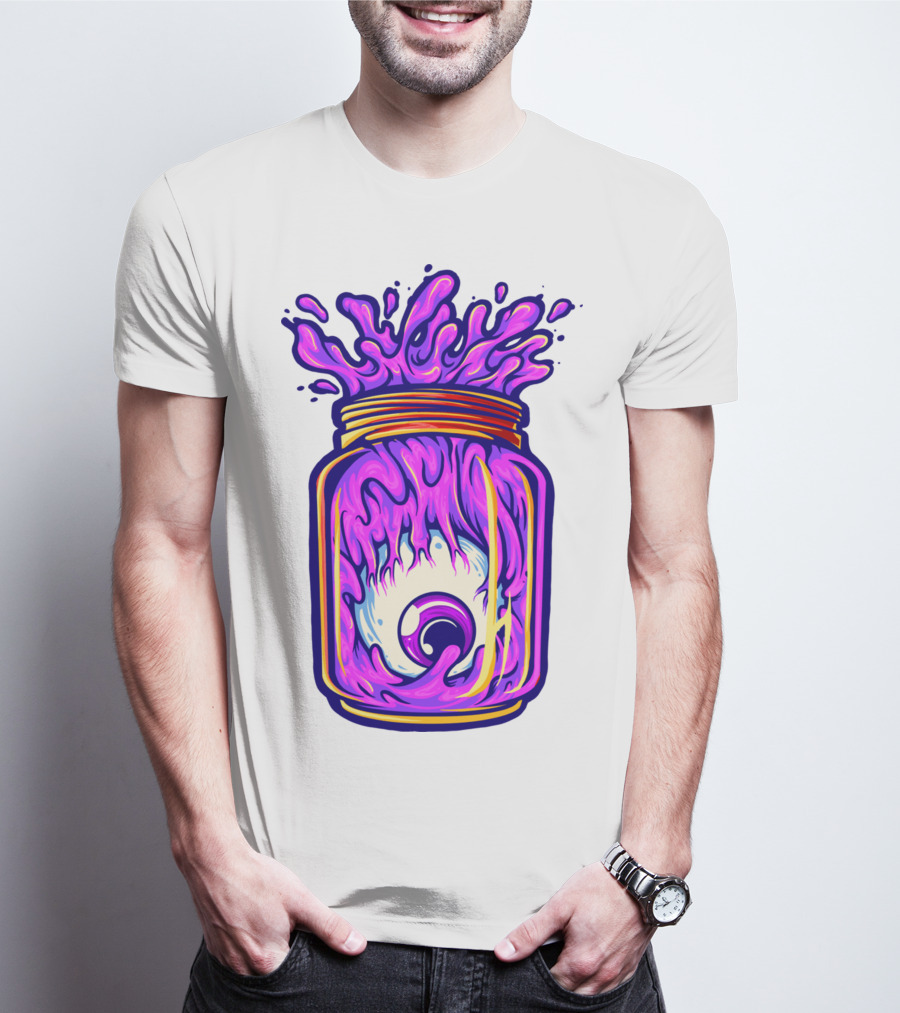 Zombie Eyeball Jar Overflowing With Purple Liquid T-Shirt