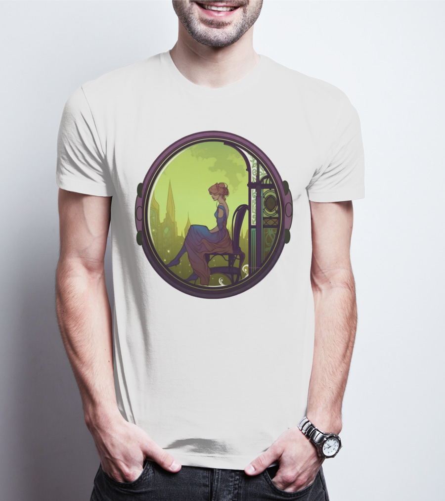 Thoughtful Rest In Tranquil Art Nouveau Serenity T-Shirt