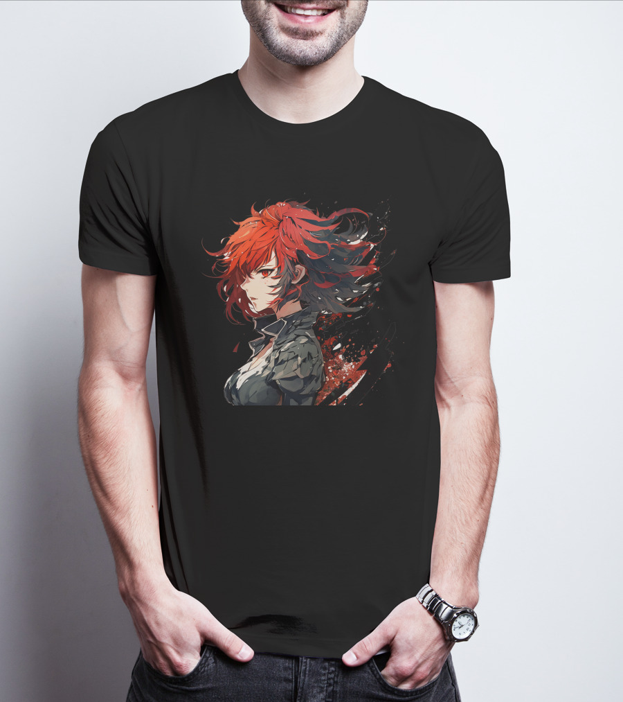 Ryuko Red Hair Anime Character Dynamic T-Shirt