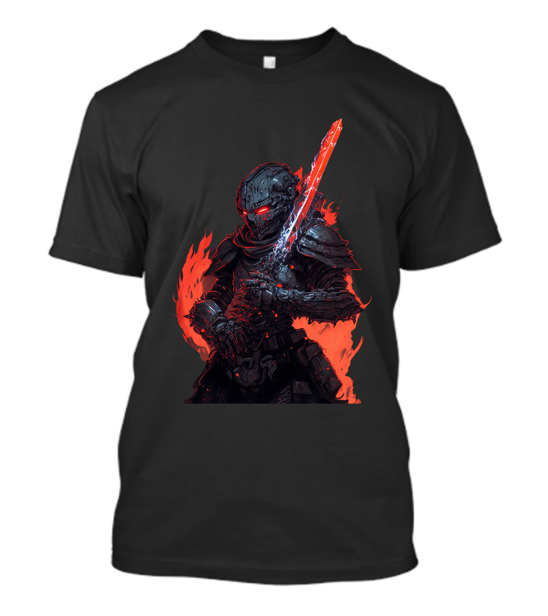 Magitek Zombie Trooper Fiery Cyborg Warrior With Glowing Sword T-Shirt