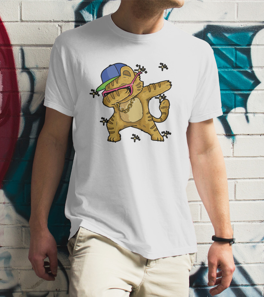 Rise Your Hand With Cat In Cap And Glasses Dabbing T-Shirt