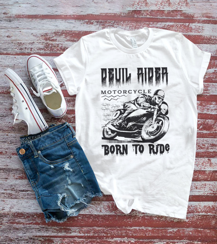 Devil Rider Motorcycle Born To Ride T-Shirt