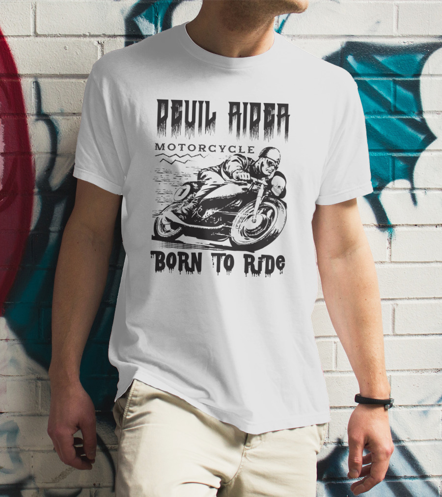 Devil Rider Motorcycle Born To Ride T-Shirt