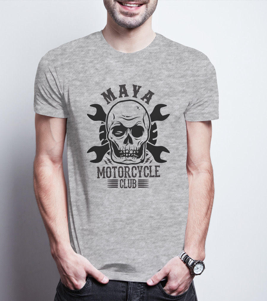 Maya Motorcycle Club Skull Wrench T-Shirt