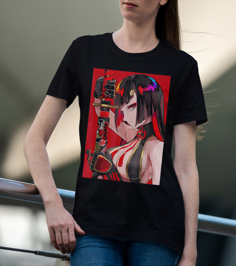 Anime Girl Japanese Aesthetic Katana Warrior Otaku T-Shirt