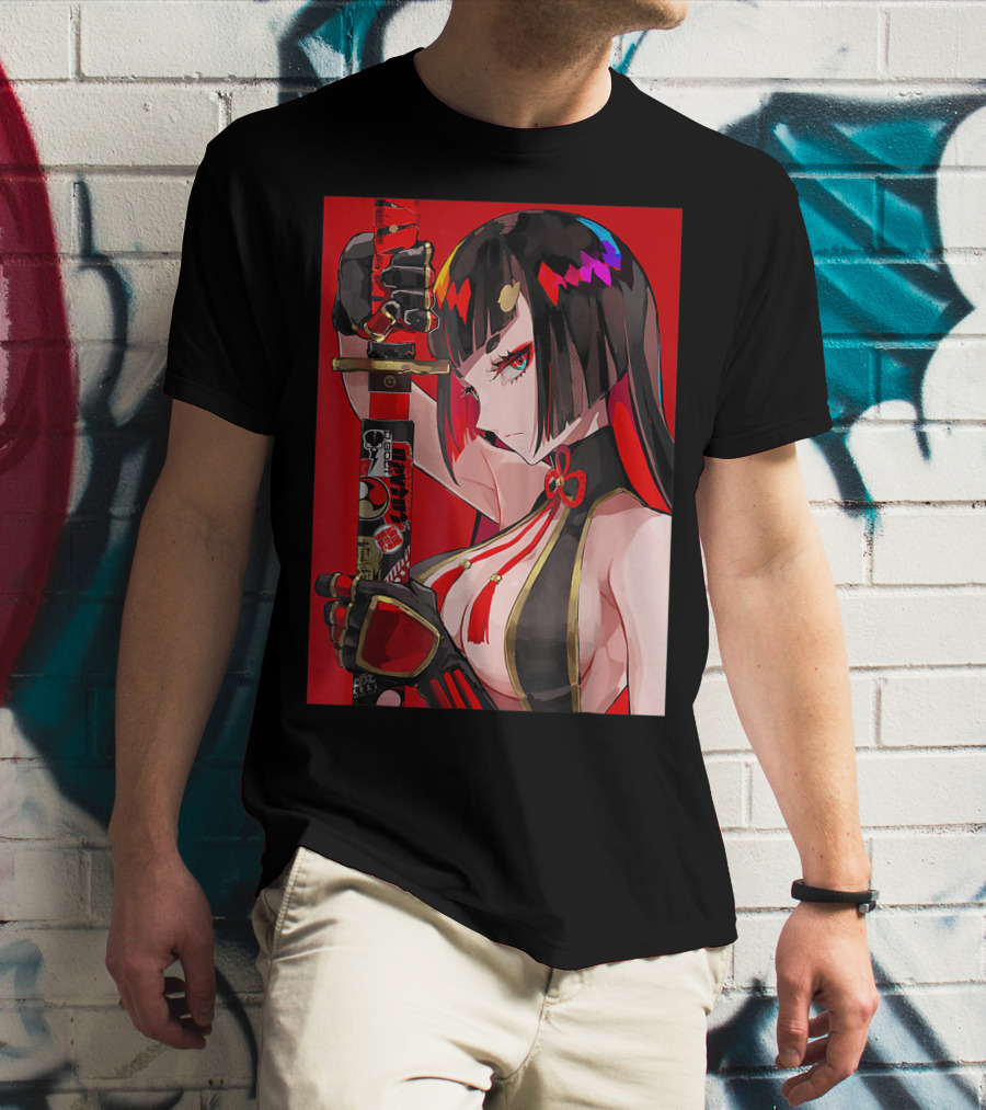 Anime Girl Japanese Aesthetic Katana Warrior Otaku T-Shirt