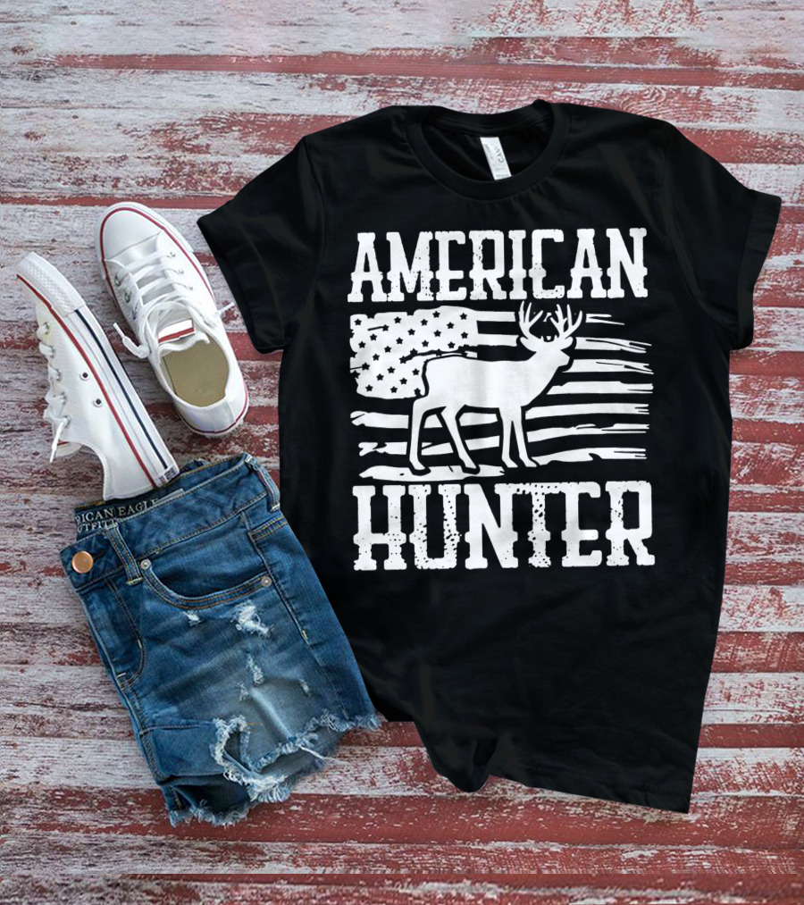 American Flag American Hunter Patriot Party Decor Usa T-Shirt