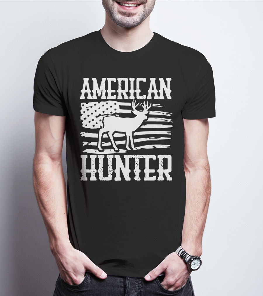 American Flag American Hunter Patriot Party Decor Usa T-Shirt