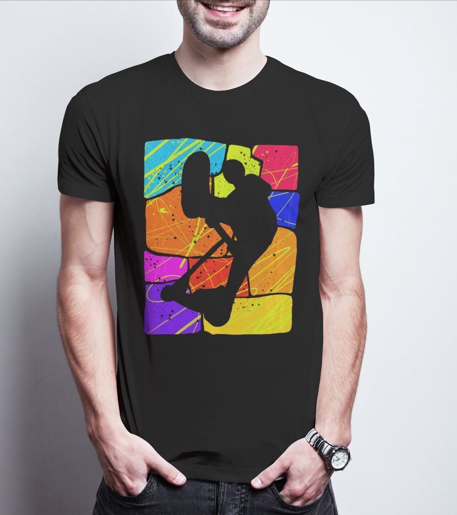 Awesome Scooter Teens Colorful Silhouette Adventure T-Shirt