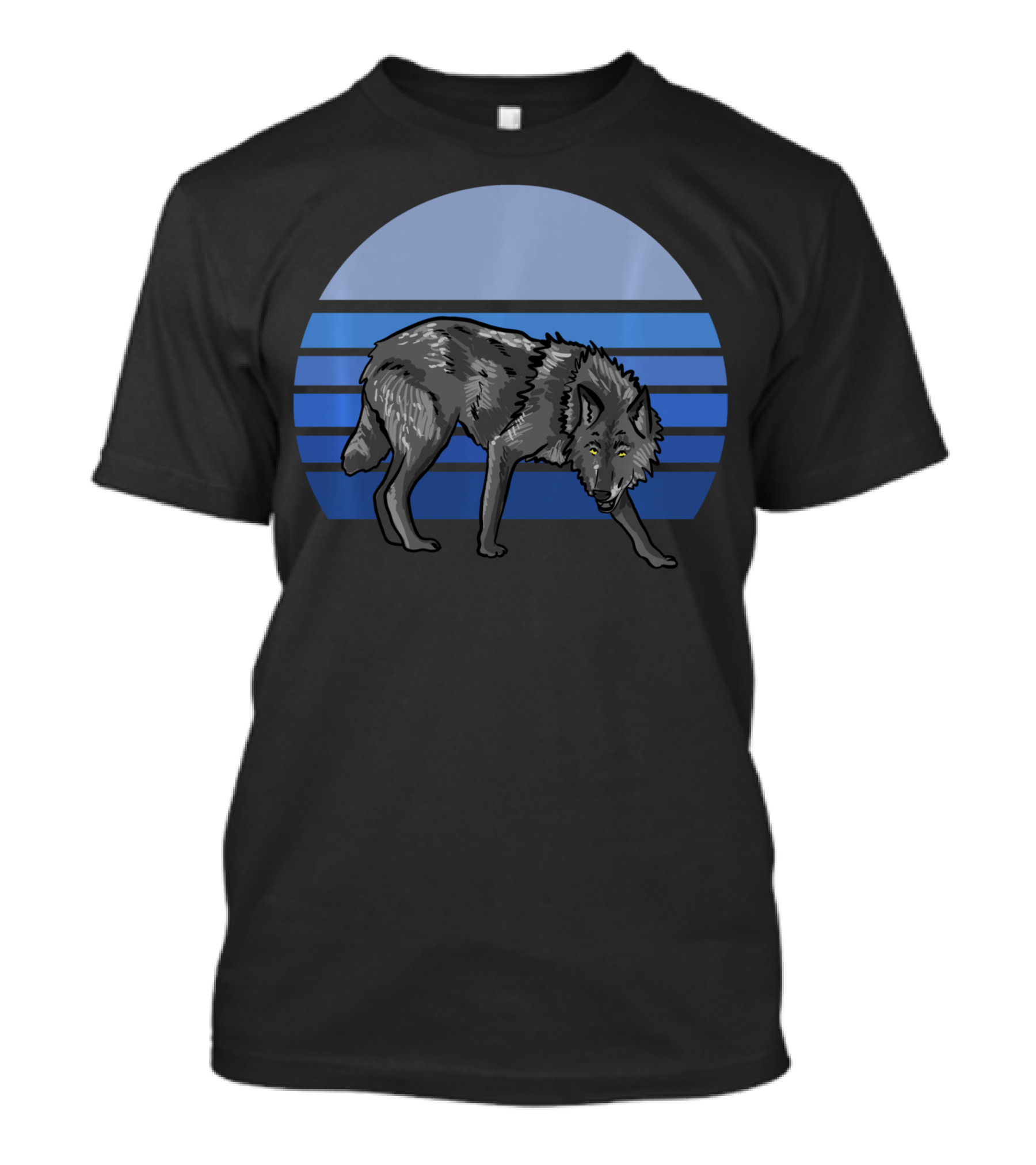 Blue Wolf Moon Striped Wolves Lover T-Shirt