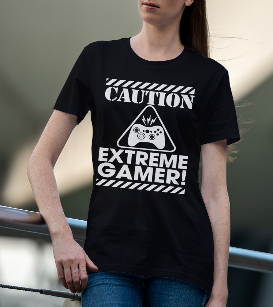 Caution Extreme Gamer Controller Warning T-Shirt