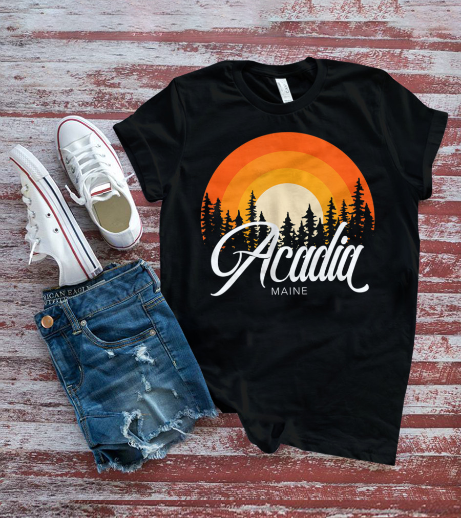 Acadia Maine Sunset Forest Adventure In National Park T-Shirt