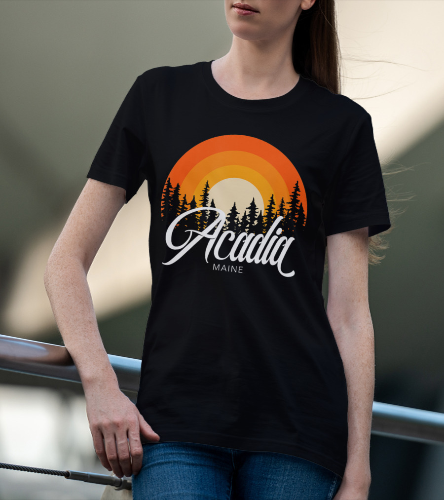 Acadia Maine Sunset Forest Adventure In National Park T-Shirt