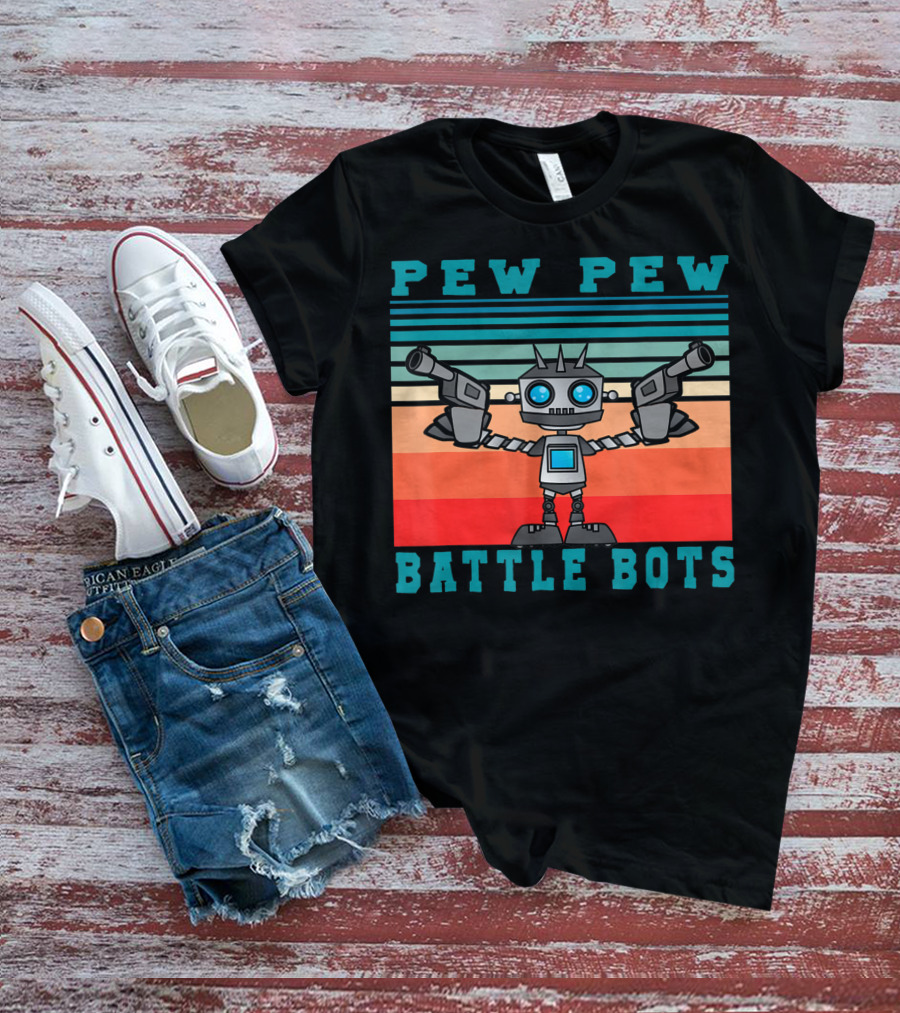 Pew Pew Battle Bots Robot Fighting Combat T-Shirt