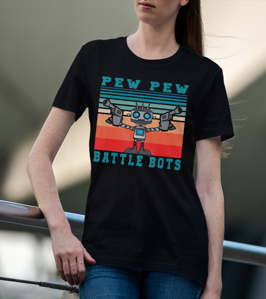 Pew Pew Battle Bots Robot Fighting Combat T-Shirt