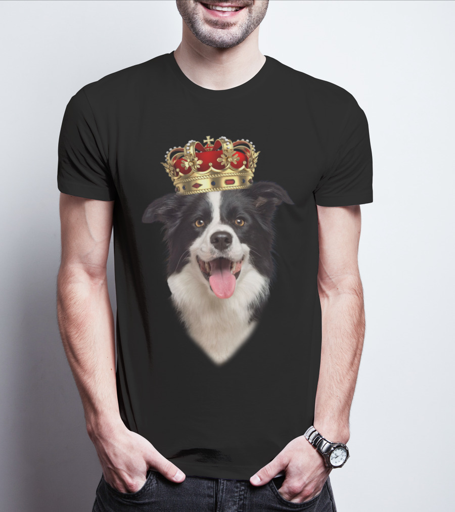 Royal Collie King Dog With Crown T-Shirt