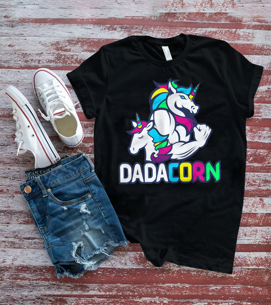 Dadacorn Unicorn Dad Muscle Rainbow Magic T-Shirt