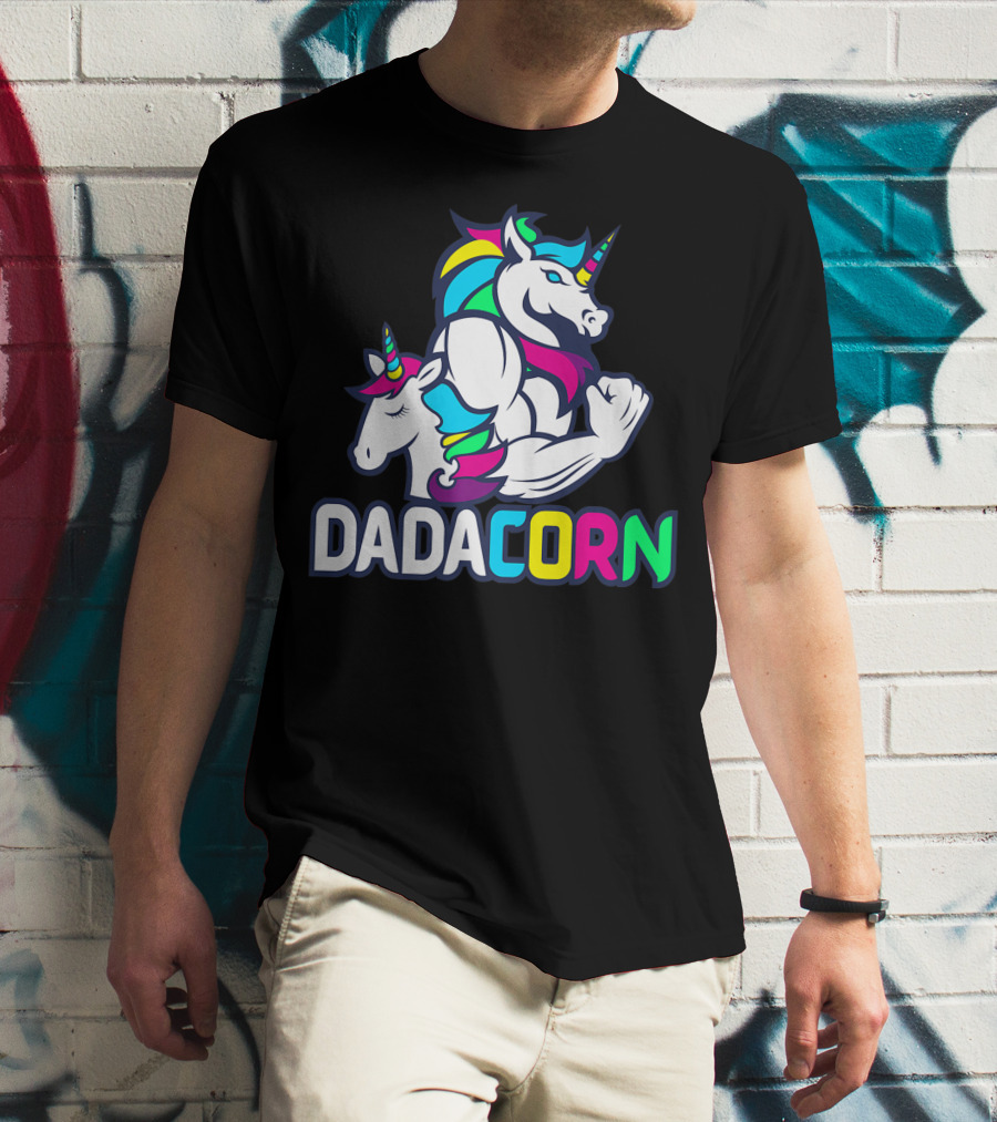 Dadacorn Unicorn Dad Muscle Rainbow Magic T-Shirt