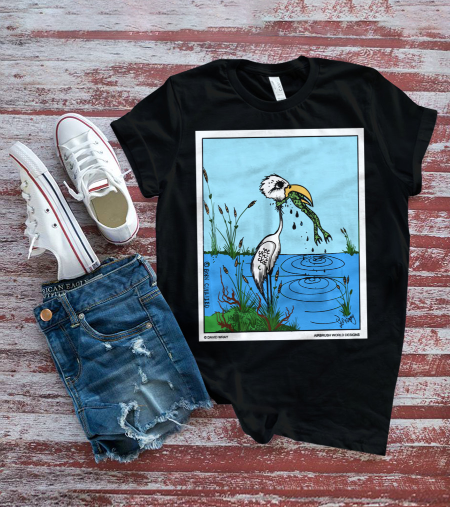 Dont Give Up Frog Bird Inspirational Cartoon By Airbrush World T-Shirt