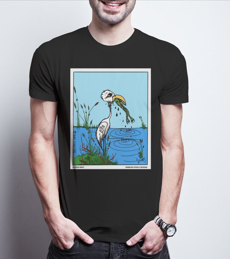 Dont Give Up Frog Bird Inspirational Cartoon By Airbrush World T-Shirt